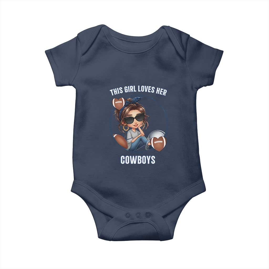 This Girl Loves Her Cowboy Baby Onesie Game Day Gift For Fans TS12 Navy Print Your Wear