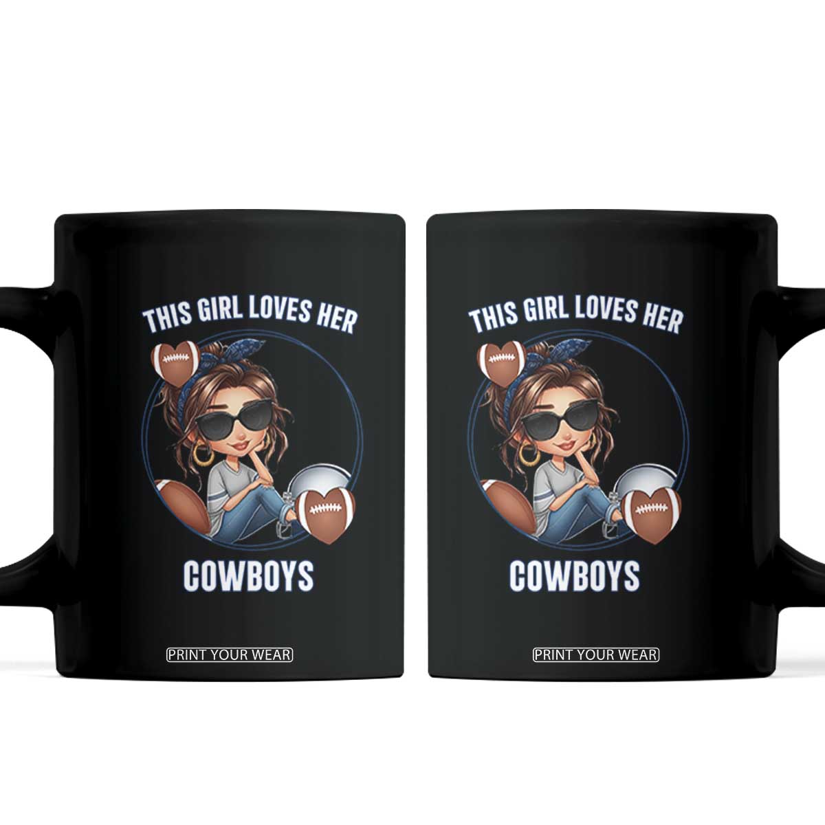 This Girl Loves Her Cowboy Coffee Mug Game Day Gift For Fans TS12 Black Print Your Wear