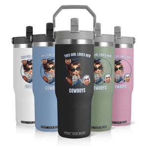 This Girl Loves Her Cowboys Flip Straw Tumbler Game Day Gift For Fans TS12 Print Your Wear