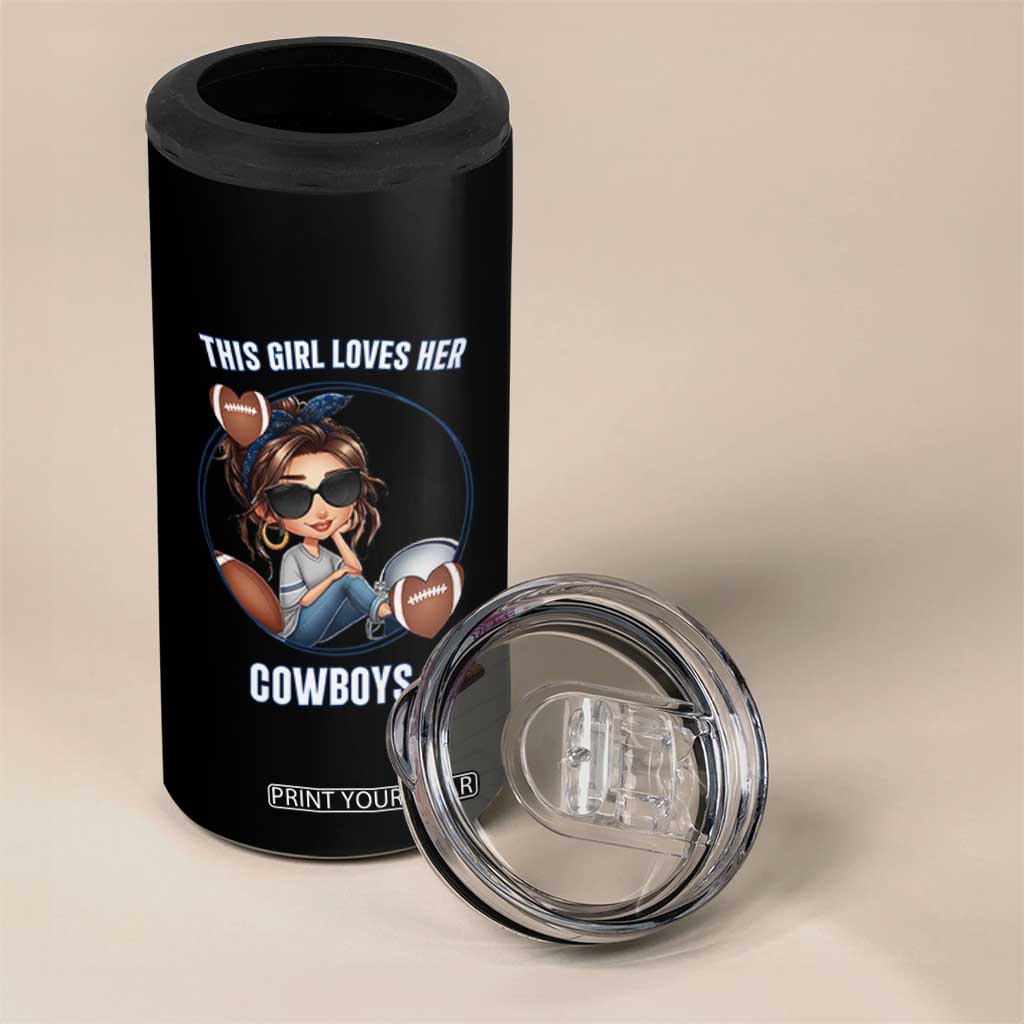 This Girl Loves Her Cowboy 4 in 1 Can Cooler Tumbler Game Day Gift For Fans TS12 Print Your Wear