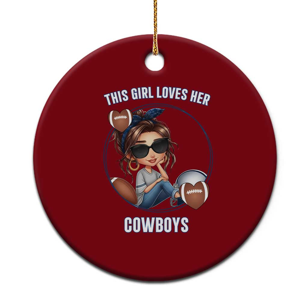 This Girl Loves Her Cowboy Ceramic Ornament Game Day Gift For Fans TS12 1pc Red Print Your Wear