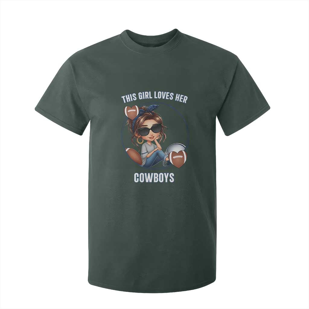 This Girl Loves Her Cowboy T Shirt For Kid Game Day Gift For Fans TS12 Dark Forest Green Print Your Wear
