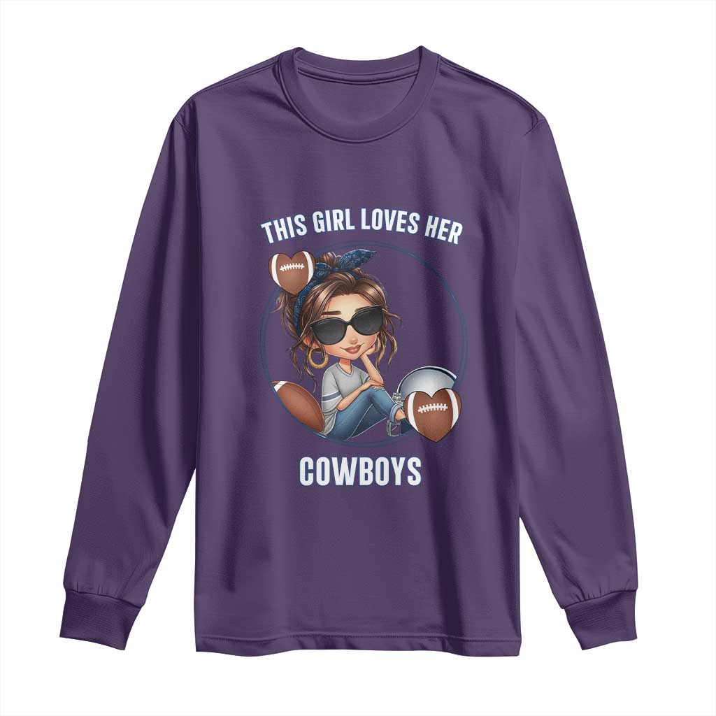 This Girl Loves Her Cowboy Long Sleeve Shirt Game Day Gift For Fans TS12 Purple Print Your Wear