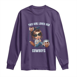 This Girl Loves Her Cowboy Long Sleeve Shirt Game Day Gift For Fans TS12 Purple Print Your Wear