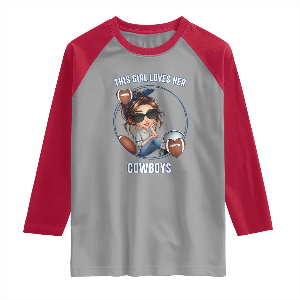 This Girl Loves Her Cowboy Raglan Shirt Game Day Gift For Fans TS12 Sport Gray Red Print Your Wear