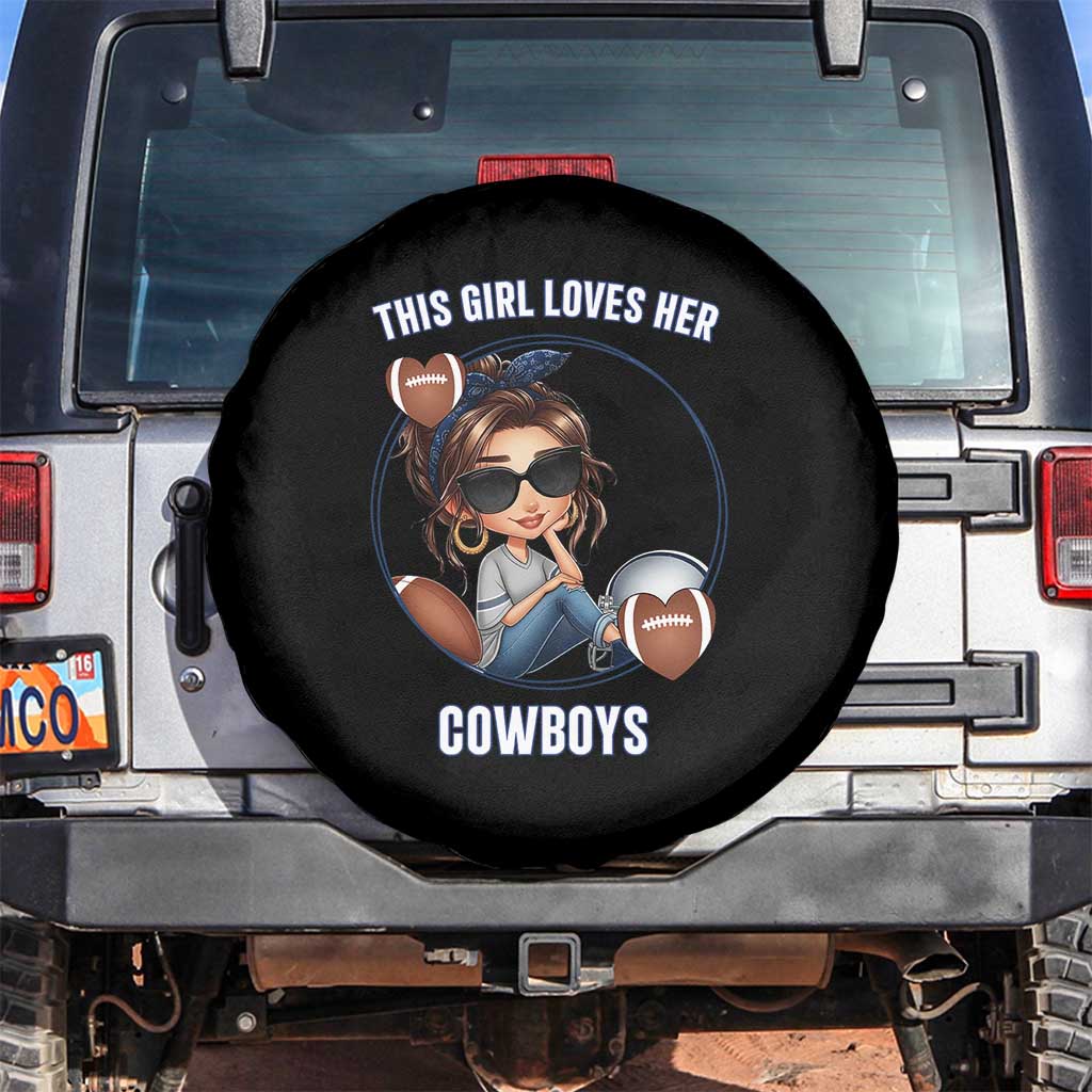 This Girl Loves Her Cowboy Spare Tire Cover Game Day Gift For Fans TS12 No hole Black Print Your Wear