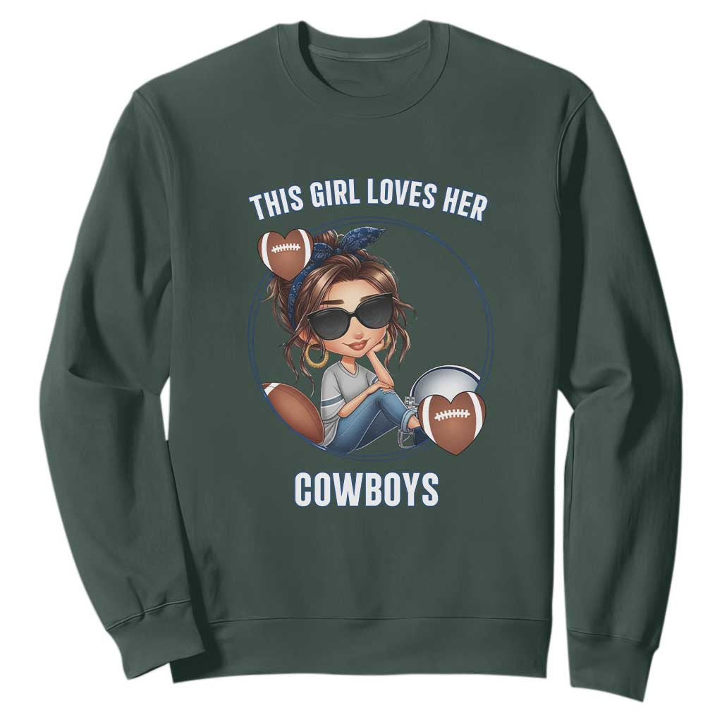 This Girl Loves Her Cowboy Sweatshirt Game Day Gift For Fans TS12 Dark Forest Green Print Your Wear