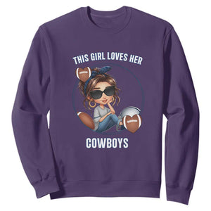 This Girl Loves Her Cowboy Sweatshirt Game Day Gift For Fans TS12 Purple Print Your Wear