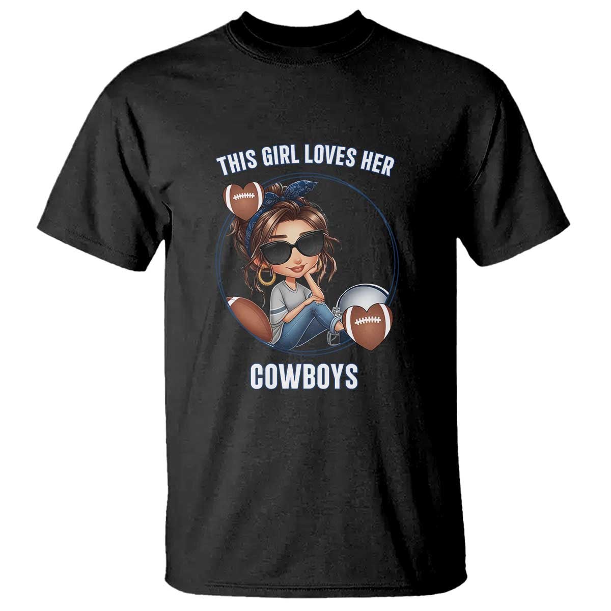 This Girl Loves Her Cowboys T Shirt Game Day Gift For Fans TS12 Black Print Your Wear