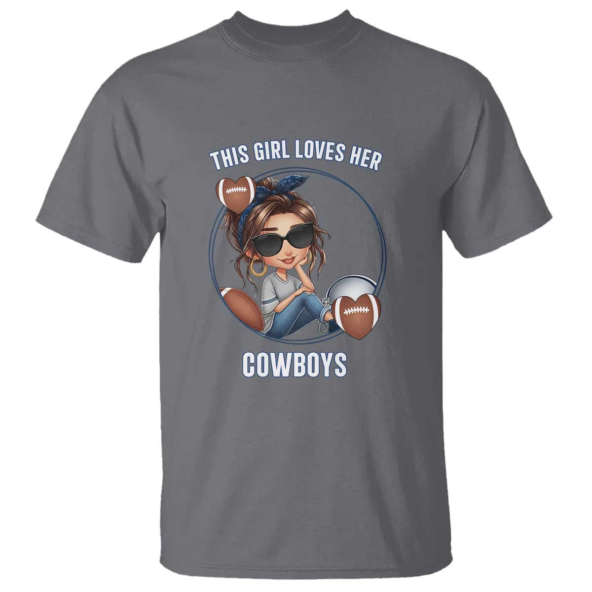 This Girl Loves Her Cowboys T Shirt Game Day Gift For Fans TS12 Charcoal Print Your Wear