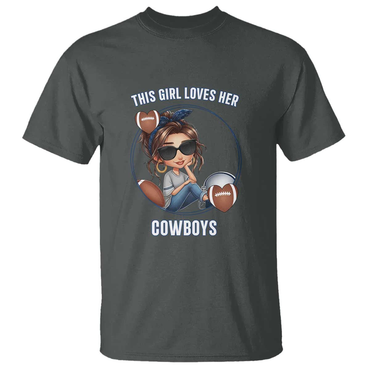 This Girl Loves Her Cowboy T Shirt Game Day Gift For Fans TS12 Dark Heather Print Your Wear