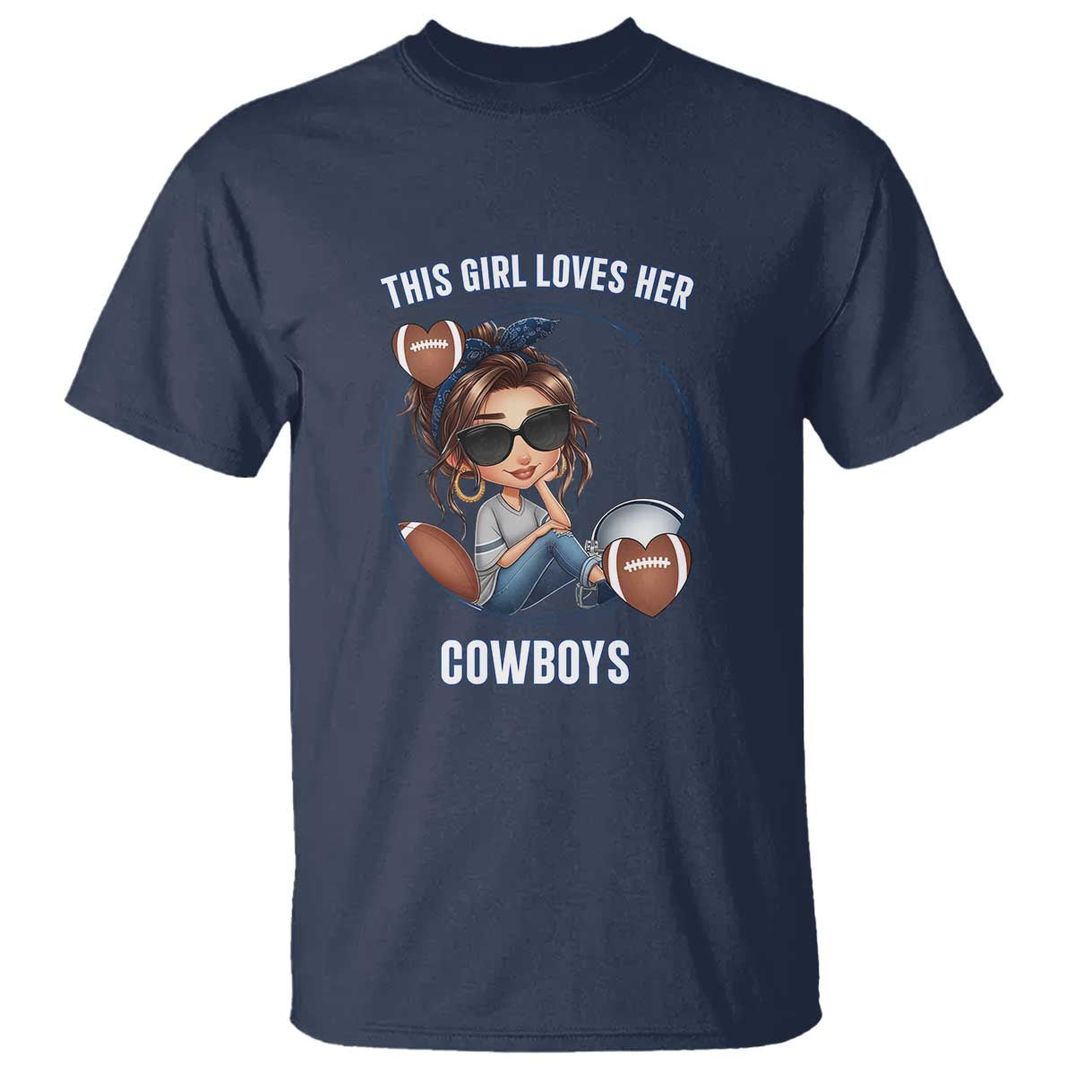This Girl Loves Her Cowboy T Shirt Game Day Gift For Fans TS12 Navy Print Your Wear