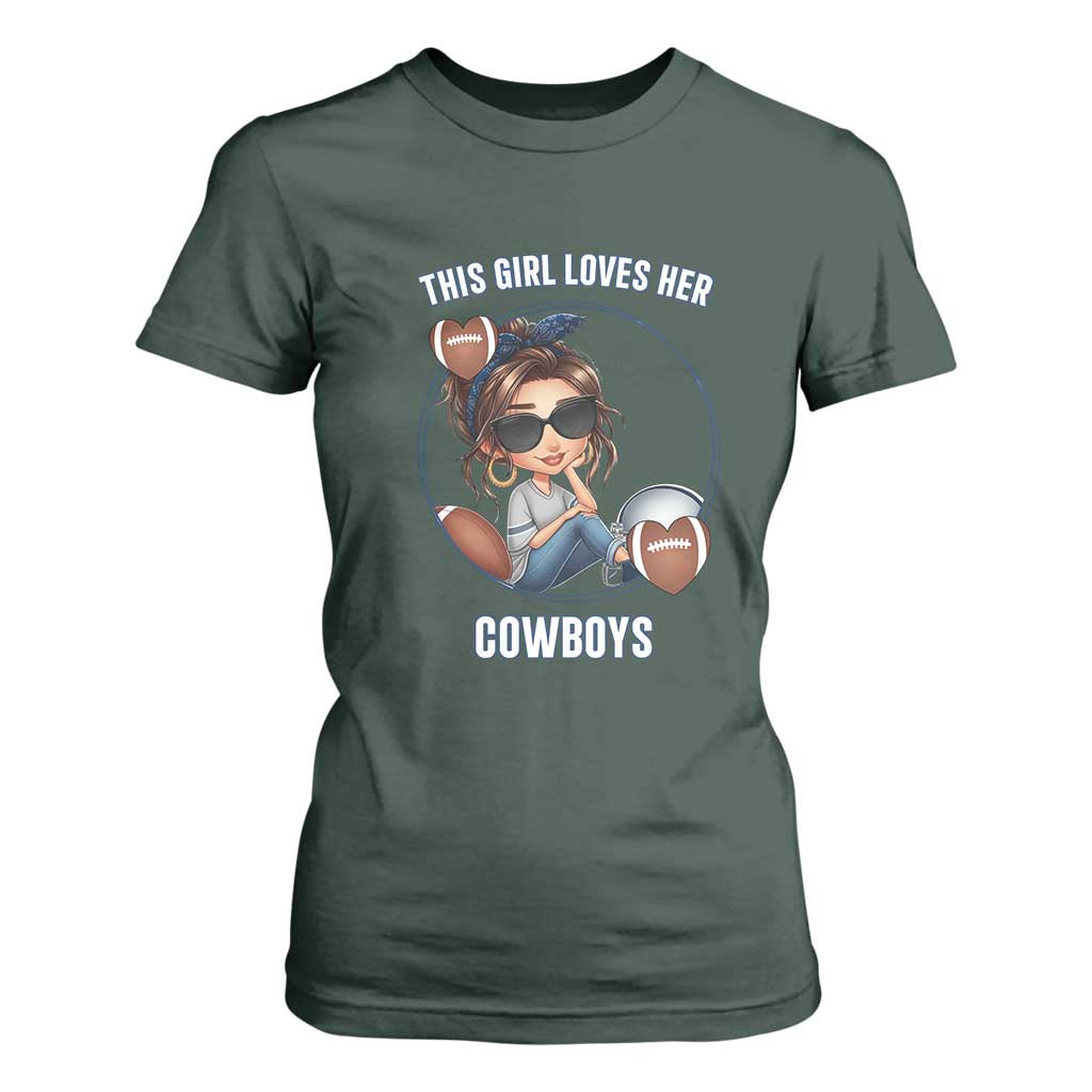 This Girl Loves Her Cowboy T Shirt For Women Game Day Gift For Fans TS12 Dark Forest Green Print Your Wear