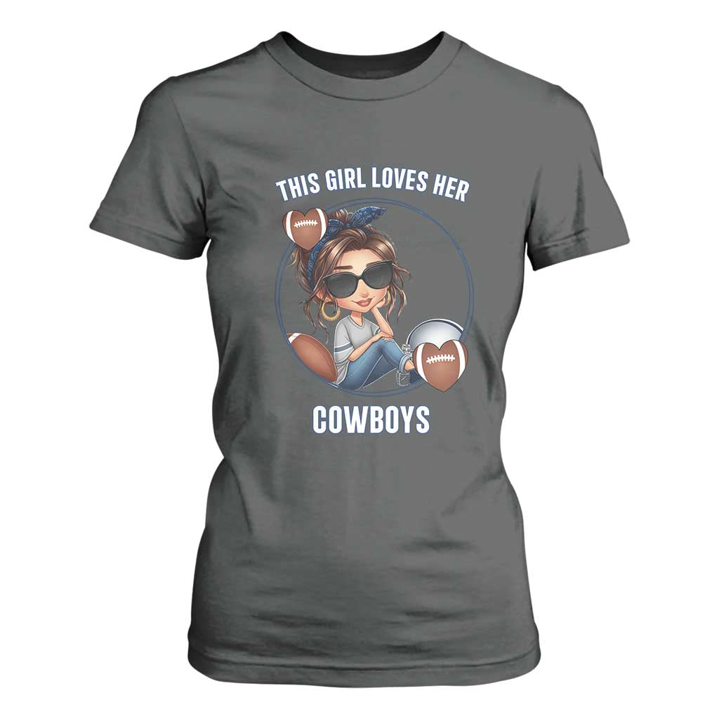 This Girl Loves Her Cowboy T Shirt For Women Game Day Gift For Fans TS12 Dark Heather Print Your Wear