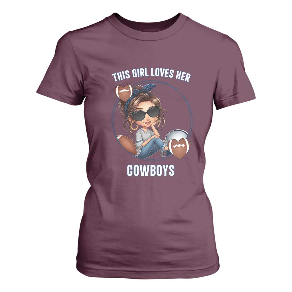 This Girl Loves Her Cowboy T Shirt For Women Game Day Gift For Fans TS12 Maroon Print Your Wear