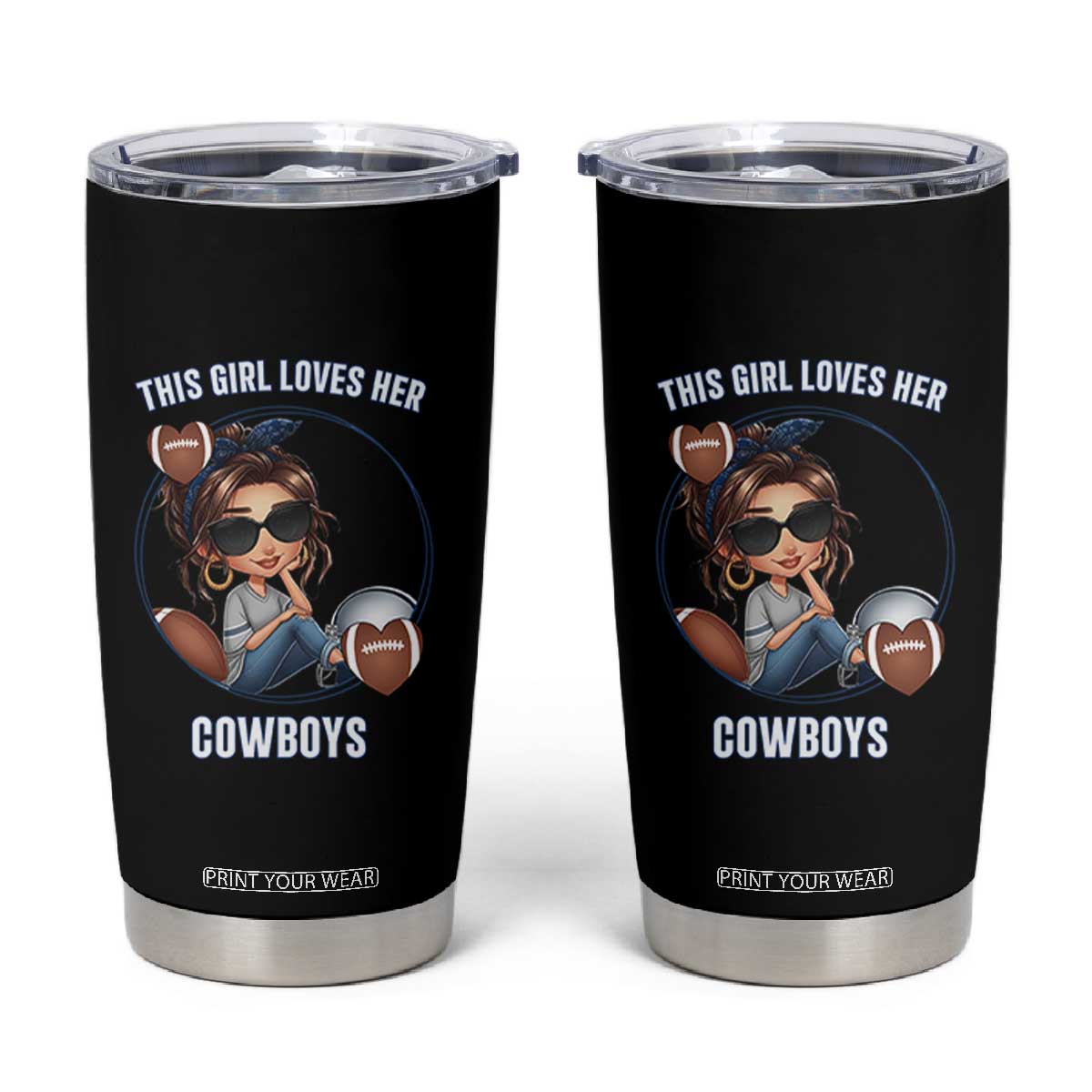 This Girl Loves Her Cowboys Tumbler Cup Game Day Gift For Fans TS12 Black Print Your Wear