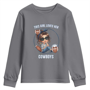 This Girl Loves Her Cowboy Youth Sweatshirt Game Day Gift For Fans TS12 Charcoal Print Your Wear