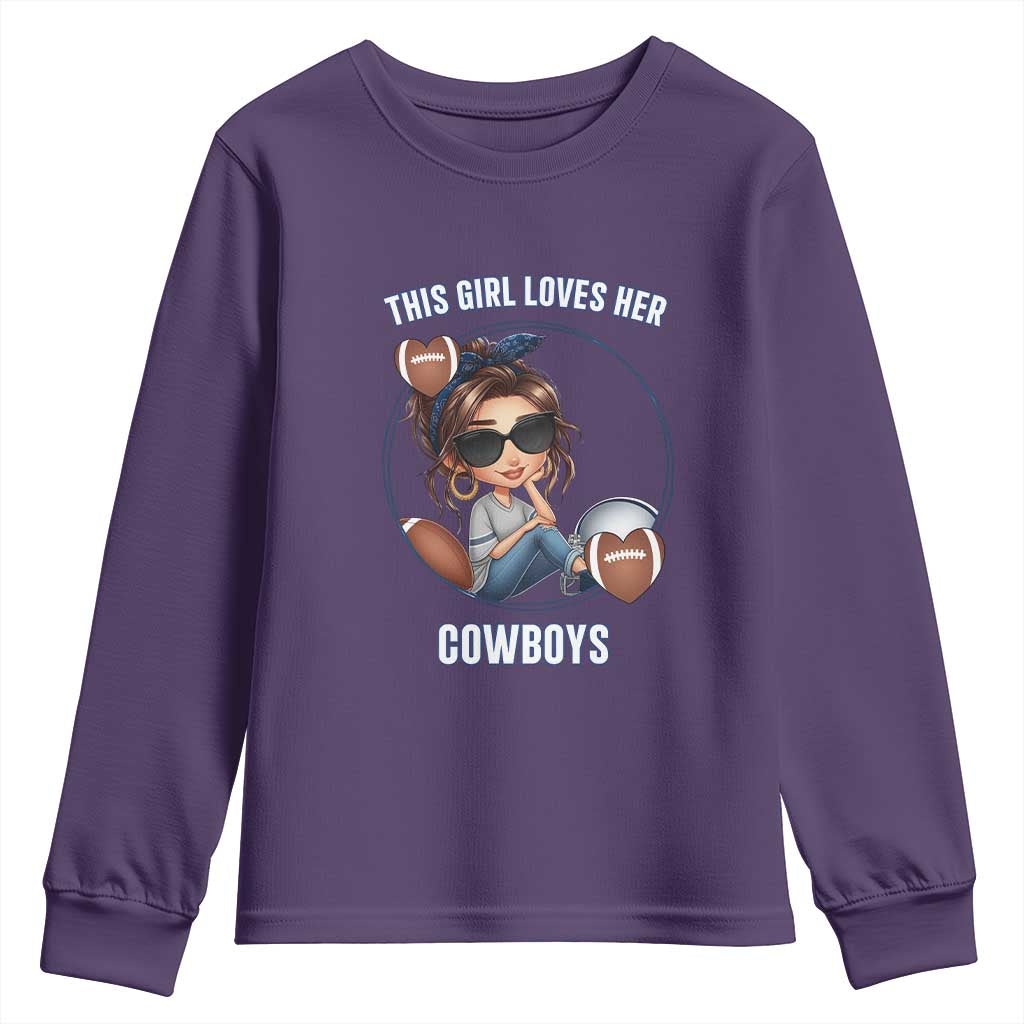 This Girl Loves Her Cowboy Youth Sweatshirt Game Day Gift For Fans TS12 Purple Print Your Wear