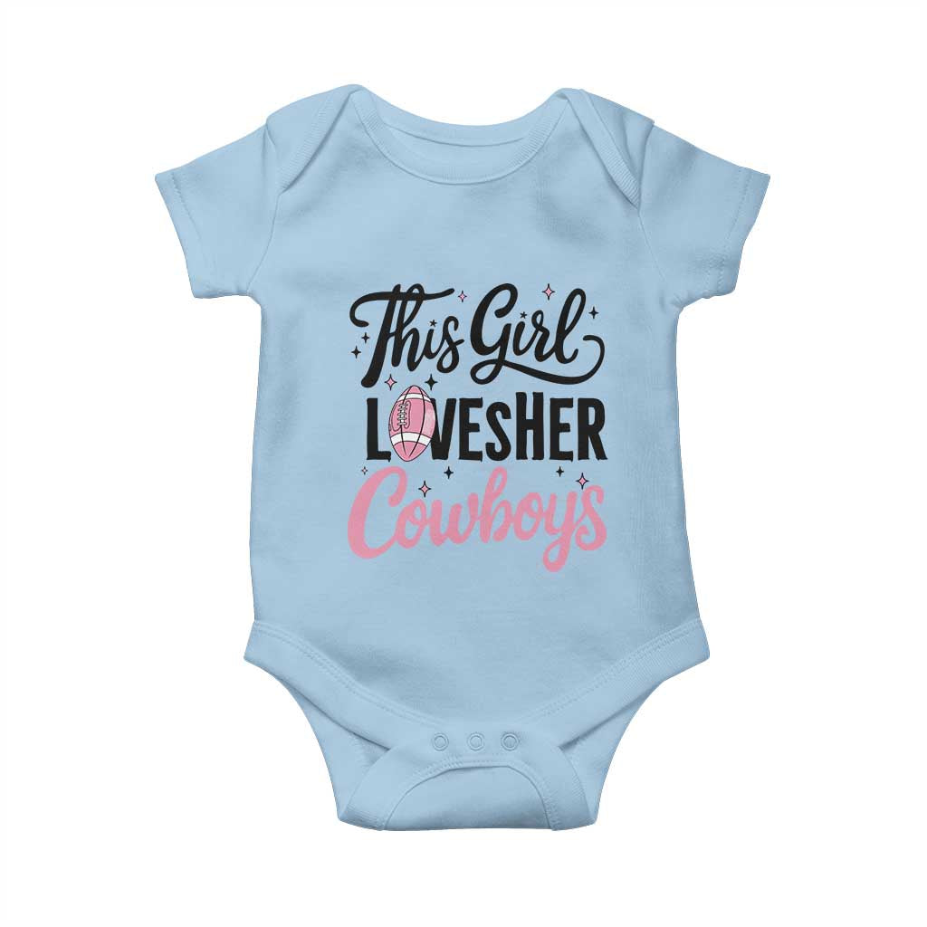 Funny DF Fan Gift Baby Onesie This Girl Loves Her Cowboy TS12 Light Blue Print Your Wear