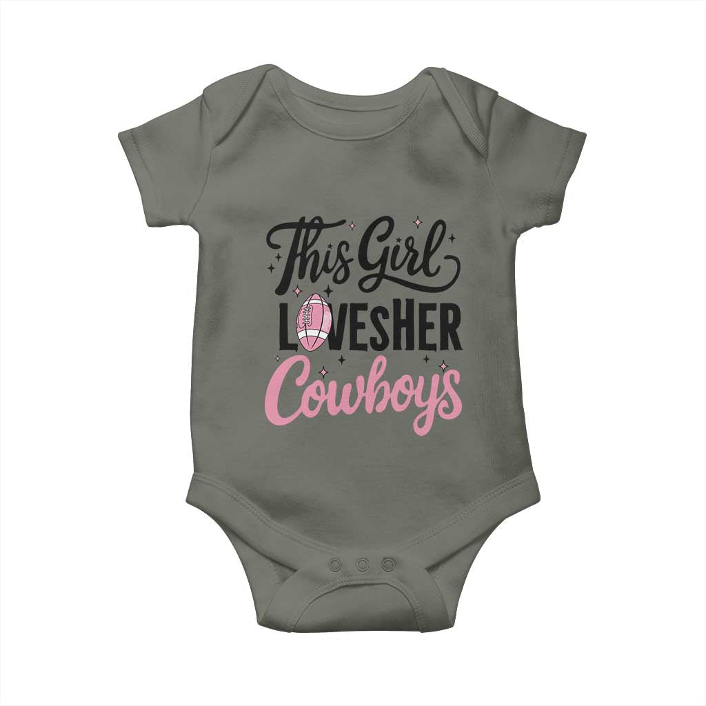 Funny DF Fan Gift Baby Onesie This Girl Loves Her Cowboy TS12 Military Green Print Your Wear