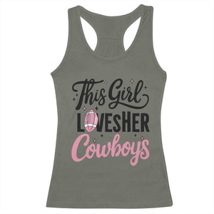 Funny Football Fan Gift Racerback Tank Top This Girl Loves Her Cowboys - Print Your Wear