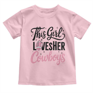 Funny Football Fan Gift Toddler T Shirt This Girl Loves Her Cowboys TS12 Light Pink Print Your Wear