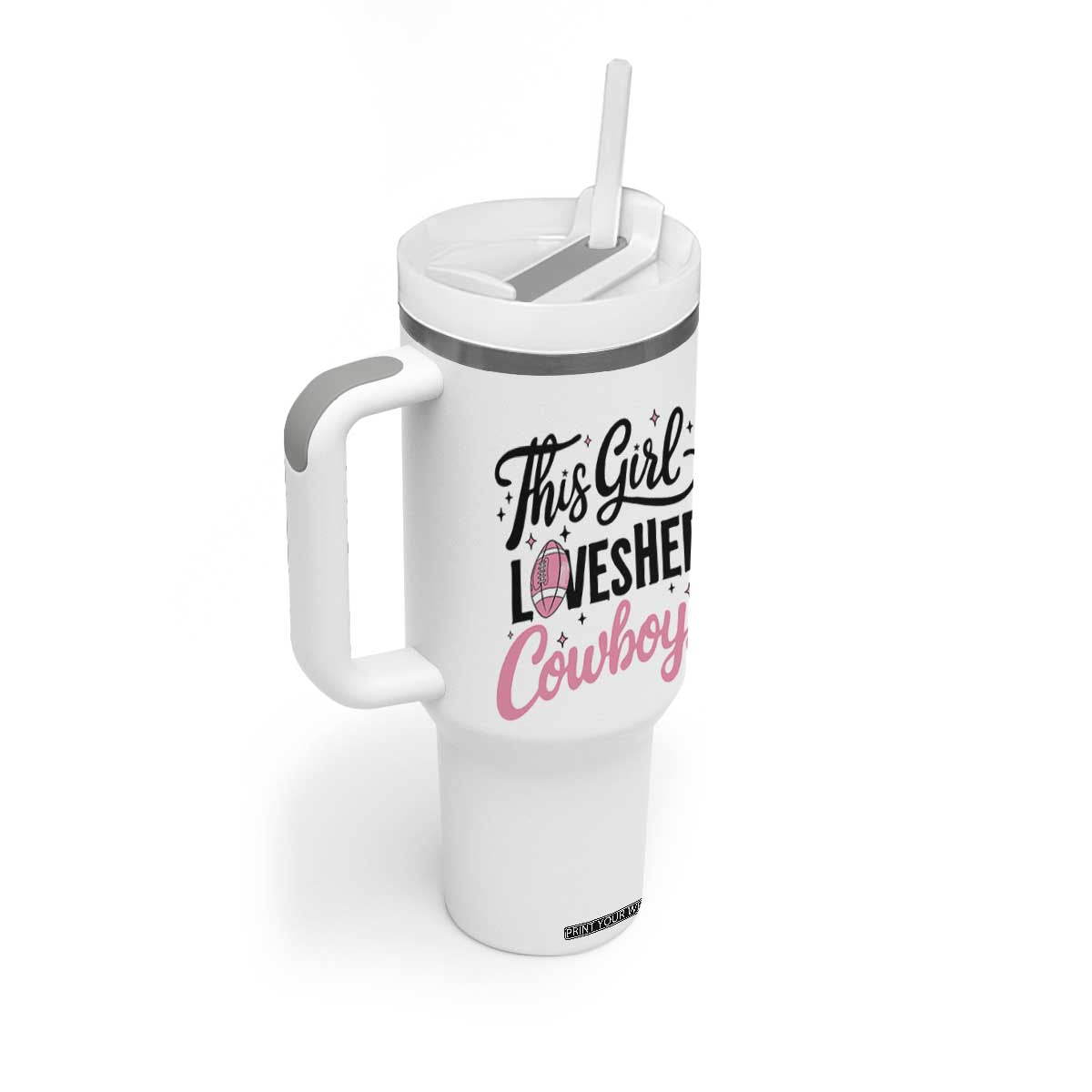 Funny DF Fan Gift Tumbler With Handle This Girl Loves Her Cowboy TS12 Print Your Wear