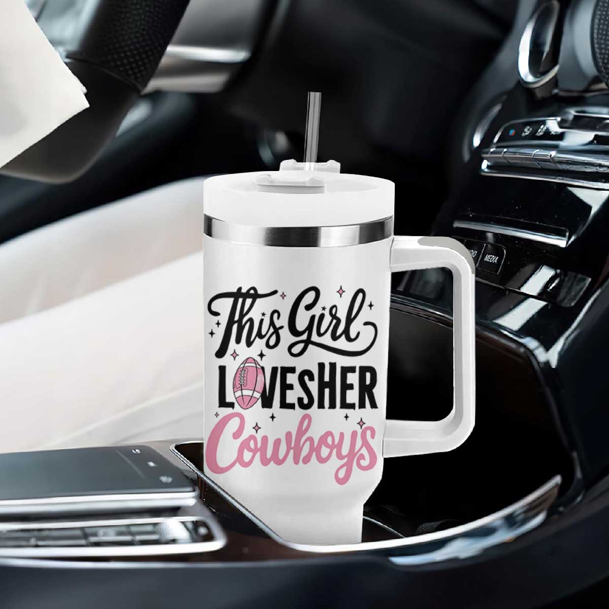 Funny DF Fan Gift Tumbler With Handle This Girl Loves Her Cowboy TS12 Print Your Wear