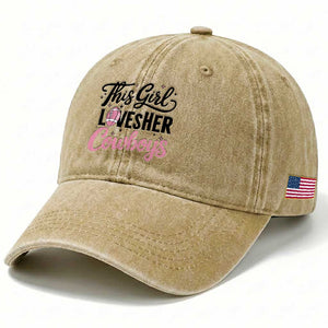 Funny DF Fan Gift Washed Cotton Baseball Cap This Girl Loves Her Cowboy TS12 Print Your Wear