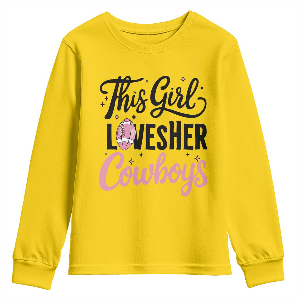 Funny DF Fan Gift Youth Sweatshirt This Girl Loves Her Cowboy TS12 Daisy Print Your Wear