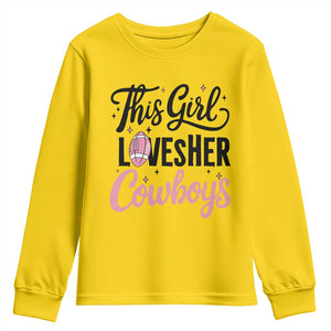 Funny Football Fan Gift Youth Sweatshirt This Girl Loves Her Cowboys TS12 Daisy Print Your Wear