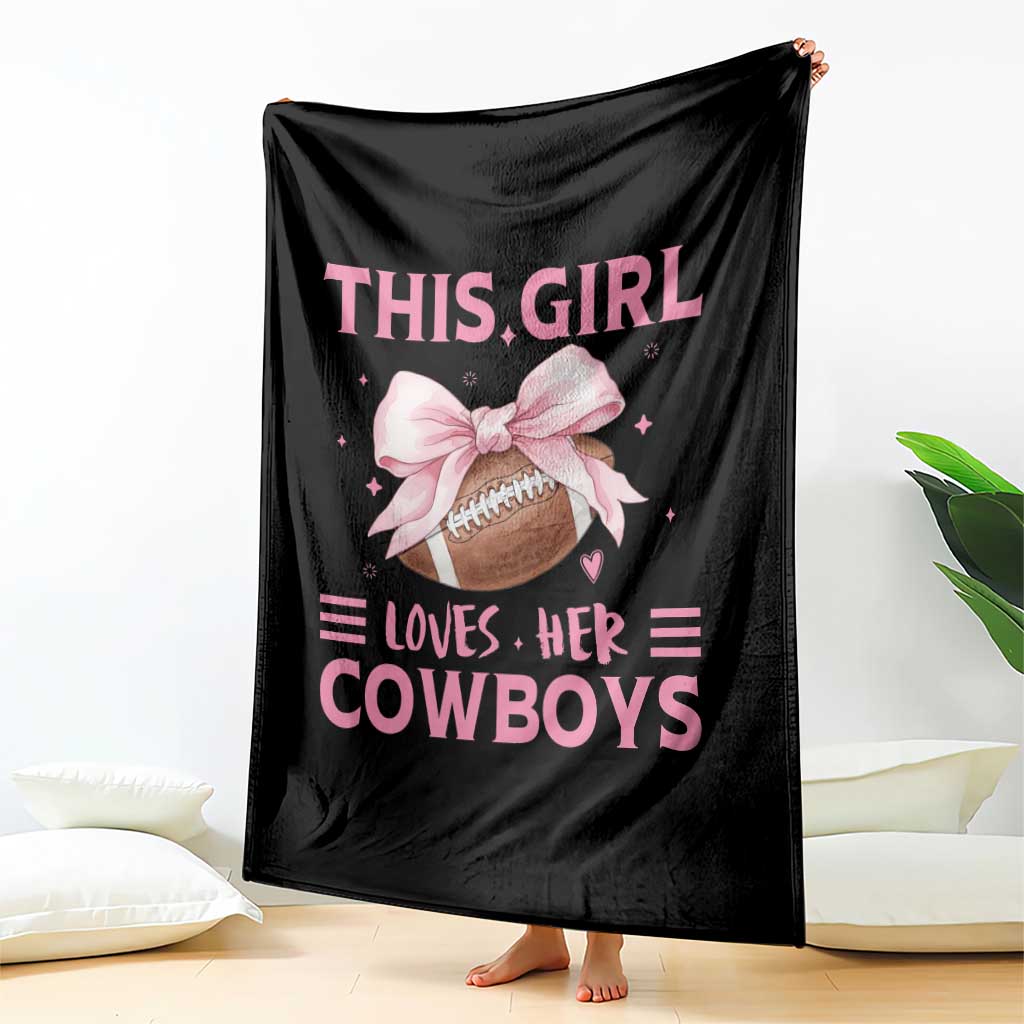 This Girl Loves Her Cowboy Throw Blanket Pink Bow FF Gift TS12 Print Your Wear