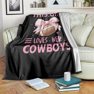 This Girl Loves Her Cowboys Throw Blanket Pink Bow Football Fan Gift TS12 Print Your Wear