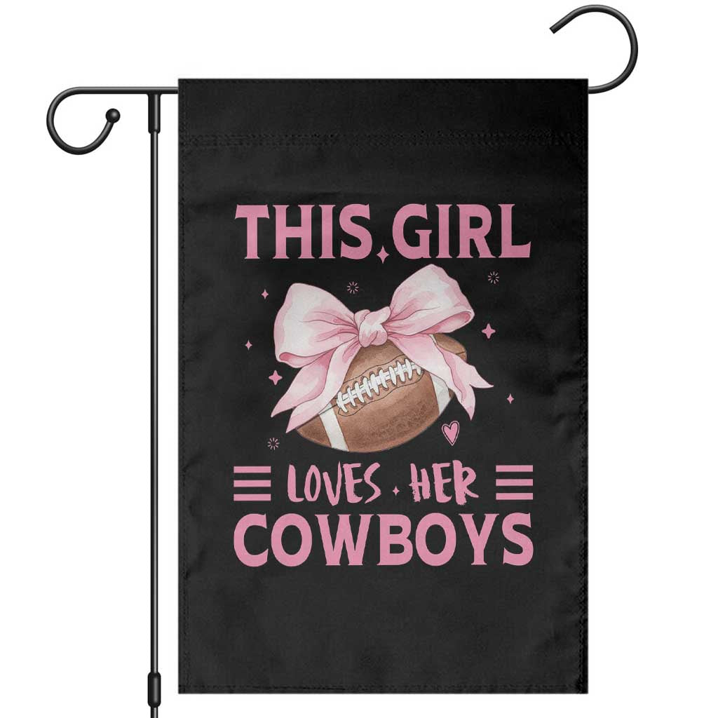 This Girl Loves Her Cowboys Garden Flag Pink Bow Football Fan Gift TS12 Black Print Your Wear