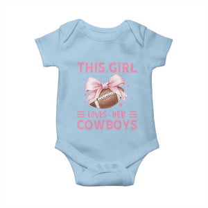 This Girl Loves Her Cowboys Baby Onesie Pink Bow Football Fan Gift TS12 Light Blue Print Your Wear