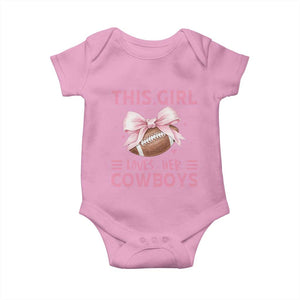 This Girl Loves Her Cowboys Baby Onesie Pink Bow Football Fan Gift TS12 Light Pink Print Your Wear