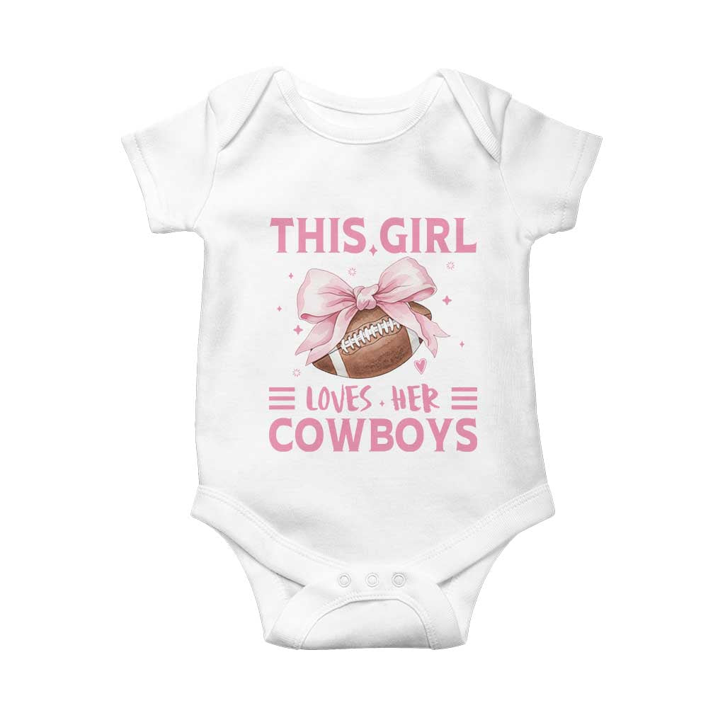 This Girl Loves Her Cowboys Baby Onesie Pink Bow Football Fan Gift TS12 White Print Your Wear