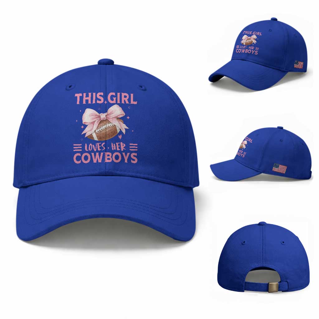 This Girl Loves Her Cowboy Baseball Cap Pink Bow FF Gift TS12 Baseball Cap Universal Fit Royal Blue Print Your Wear
