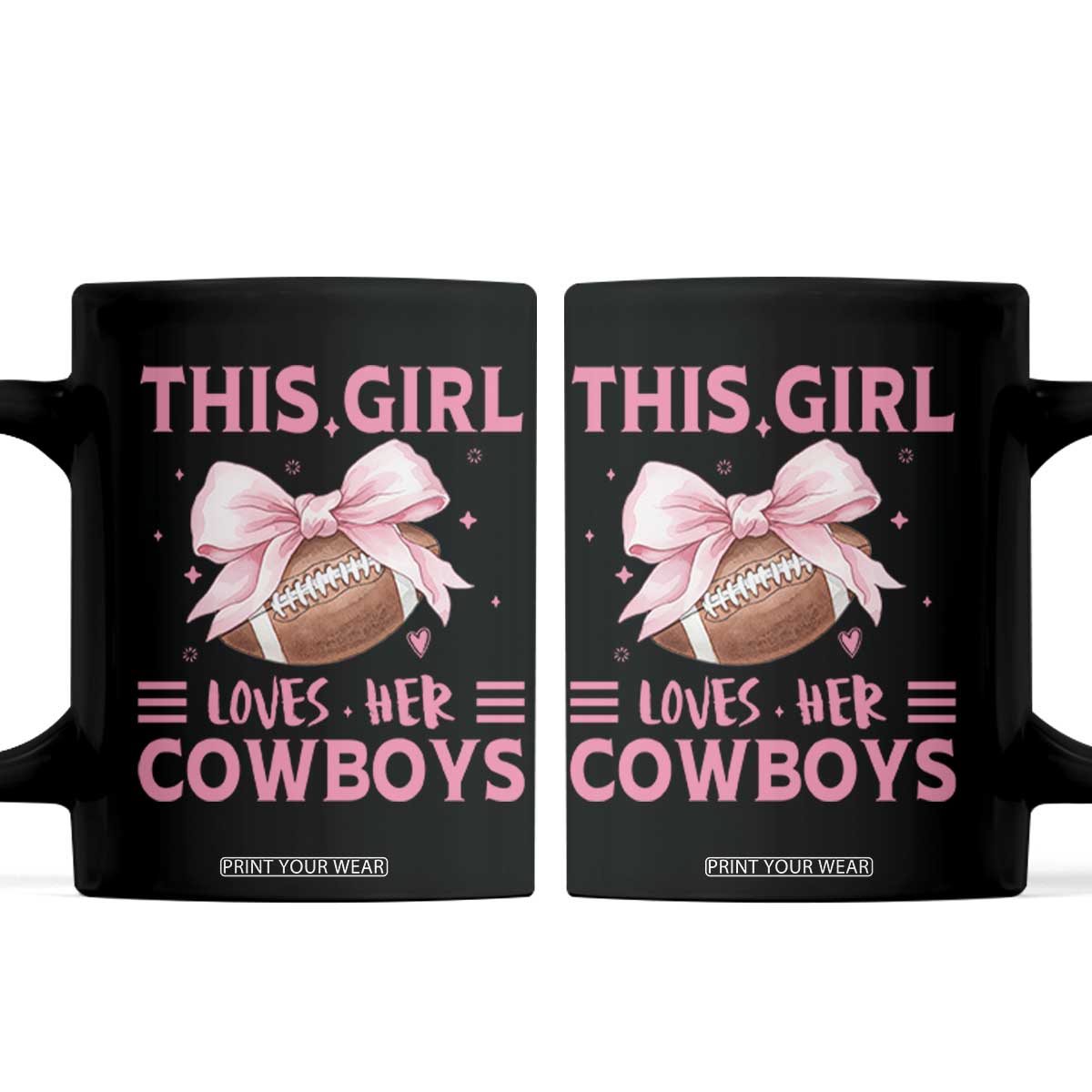 This Girl Loves Her Cowboy Coffee Mug Pink Bow FF Gift TS12 Black Print Your Wear