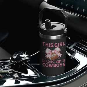This Girl Loves Her Cowboys Flip Straw Tumbler Pink Bow Football Fan Gift TS12 Print Your Wear
