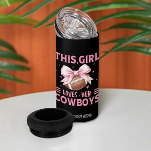 This Girl Loves Her Cowboys 4 in 1 Can Cooler Tumbler Pink Bow Football Fan Gift TS12 Print Your Wear