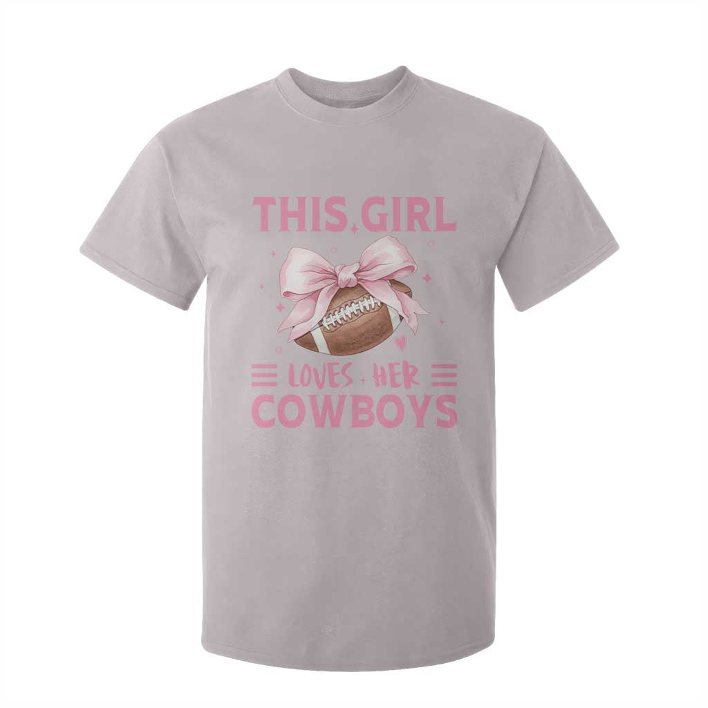 This Girl Loves Her Cowboy T Shirt For Kid Pink Bow FF Gift TS12 Ice Gray Print Your Wear