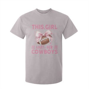 This Girl Loves Her Cowboys T Shirt For Kid Pink Bow Football Fan Gift TS12 Ice Gray Print Your Wear
