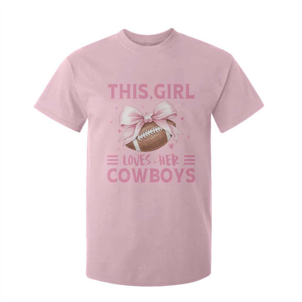 This Girl Loves Her Cowboy T Shirt For Kid Pink Bow FF Gift TS12 Light Pink Print Your Wear