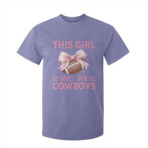 This Girl Loves Her Cowboys T Shirt For Kid Pink Bow Football Fan Gift TS12 Violet Print Your Wear