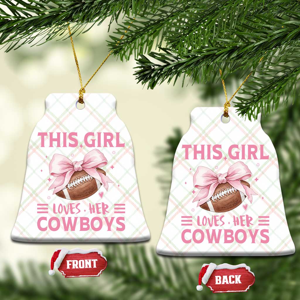 This Girl Loves Her Cowboy Ceramic Ornament Pink Bow FF Gift TS12 Print Your Wear