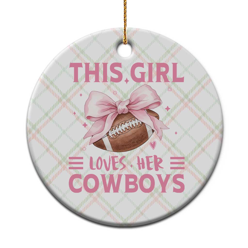 This Girl Loves Her Cowboys Ceramic Ornament Pink Bow Football Fan Gift TS12 1pc Christmas Plaid Print Your Wear