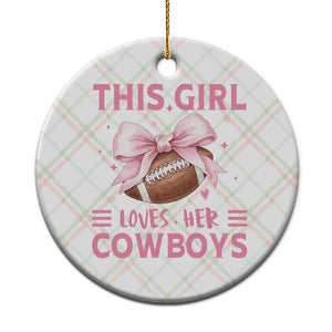 This Girl Loves Her Cowboys Ceramic Ornament Pink Bow Football Fan Gift TS12 1pc Christmas Plaid Print Your Wear