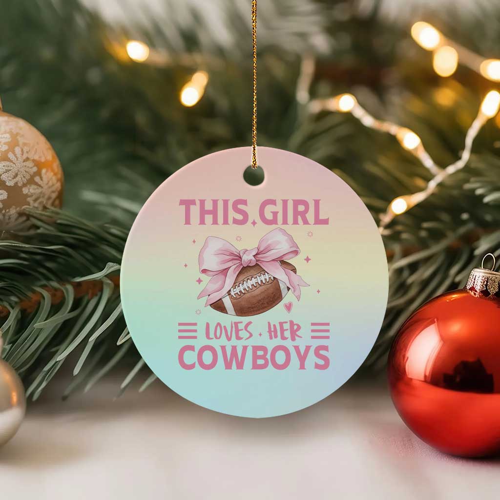 This Girl Loves Her Cowboy Ceramic Ornament Pink Bow FF Gift TS12 1pc Pastel Print Your Wear