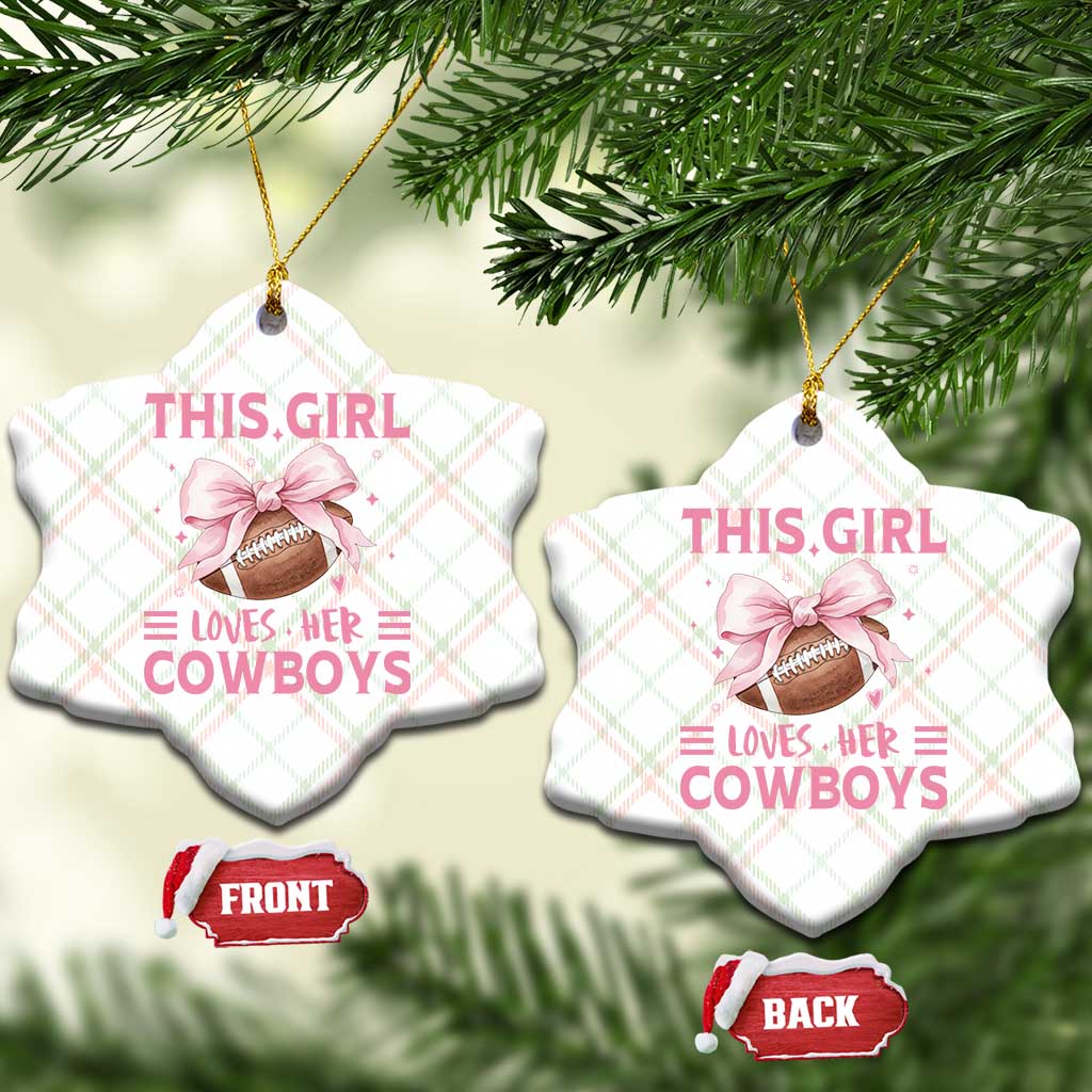 This Girl Loves Her Cowboy Ceramic Ornament Pink Bow FF Gift TS12 Print Your Wear